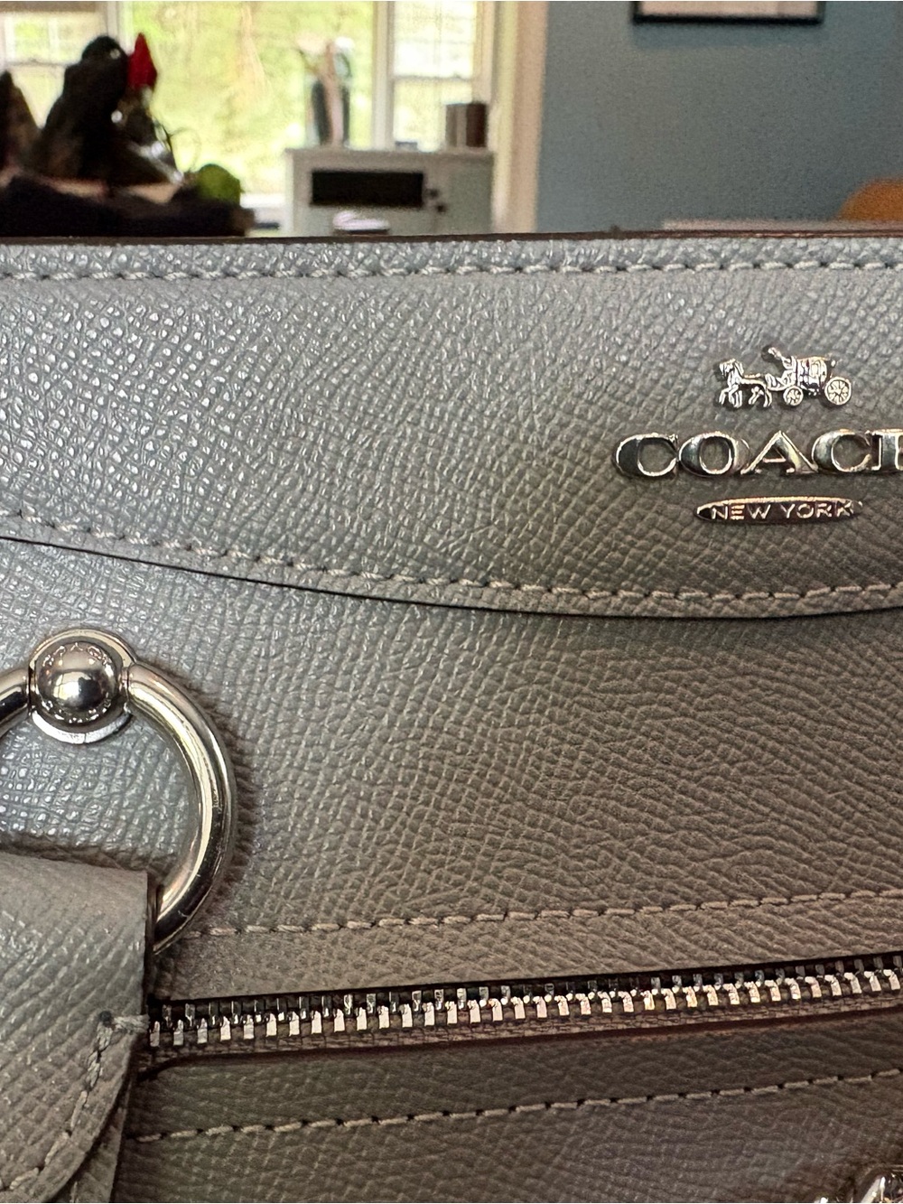 Coach Pebbled Leather Tote & Crossbody in Light Gray - Picture 3 of 9